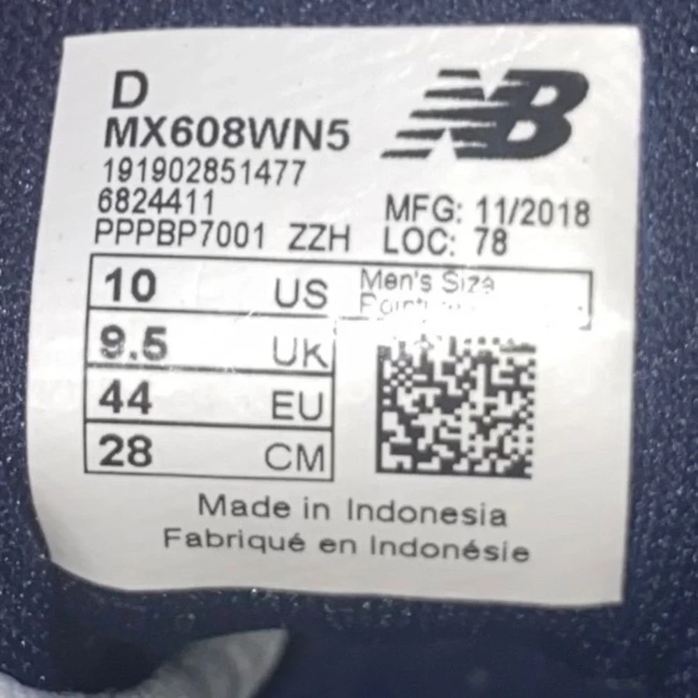 New Balance 608 v5 Mens 10 White Navy Blue Training Shoes MX608WN5 Leather
